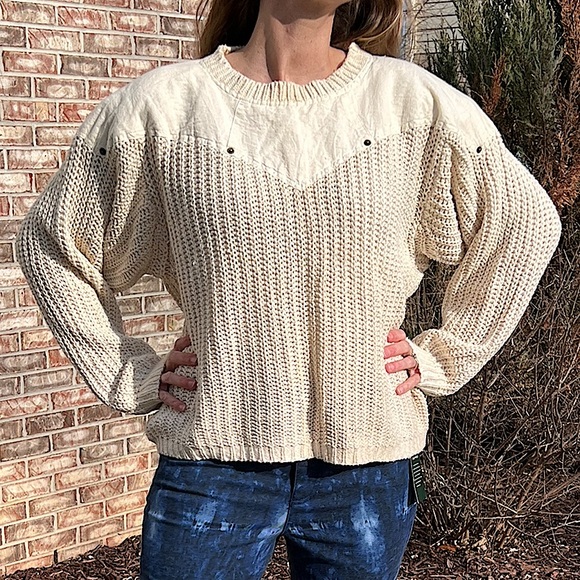 - Military Vintage Shaker Knit Crop Sweater SZ L! EUC! - Picture 5 of 16